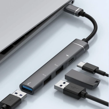 Bộ chuyển đổi NiSTAR Lightning‑C sang USB 3.0/2.0 HUB 4 trong1, sạc nhanh, hỗ trợ iPhone 15‑12, HUAWEI Mate 60/50 – 96.800₫