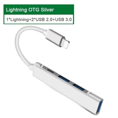 Bộ chuyển đổi NiSTAR Lightning‑C sang USB 3.0/2.0 HUB 4 trong1, sạc nhanh, hỗ trợ iPhone 15‑12, HUAWEI Mate 60/50 – 96.800₫