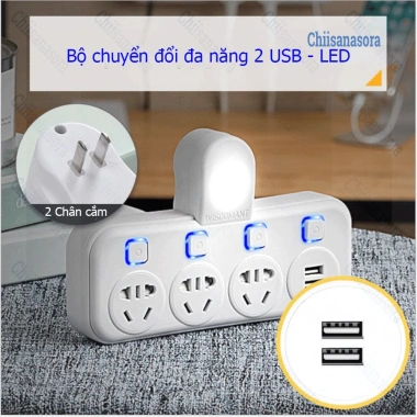 Bộ chuyển đổi ổ cắm 2 chân - Phích cắm đa năng, nhiều USB và LED, chỉ 98.000₫ 2