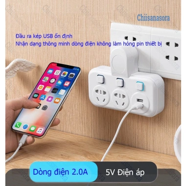 Bộ chuyển đổi ổ cắm 2 chân - Phích cắm đa năng, nhiều USB và LED, chỉ 98.000₫ 3