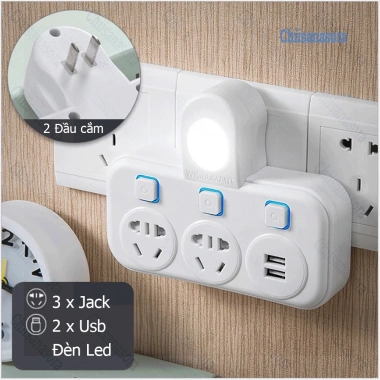 Bộ chuyển đổi ổ cắm 2 chân - Phích cắm đa năng, nhiều USB và LED, chỉ 98.000₫ 10