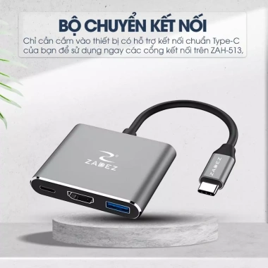 Bộ chuyển đổi Type-C HUB ZADEZ ZAH-513 3 trong 1 - HDMI, USB, SD, Giá chỉ 445.000đ 4