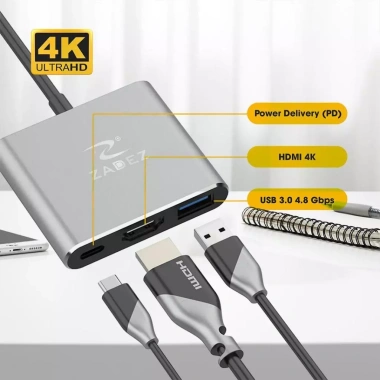 Bộ chuyển đổi Type-C HUB ZADEZ ZAH-513 3 trong 1 - HDMI, USB, SD, Giá chỉ 445.000đ 5
