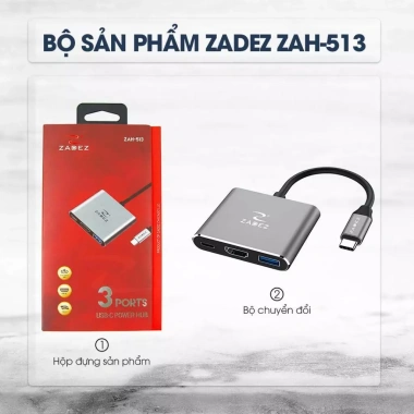 Bộ chuyển đổi Type-C HUB ZADEZ ZAH-513 3 trong 1 - HDMI, USB, SD, Giá chỉ 445.000đ 7