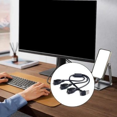 Bộ chuyển đổi USB 2.0 cổng đực sang 3 đầu, đồng bộ dữ liệu và sạc nhanh, giá ưu đãi 92.400 VND