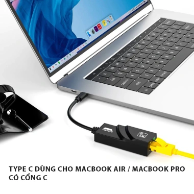 Bộ chuyển đổi USB 3.0 Type C sang RJ45 LAN Gigabit 10/100/1.000Mbps 3