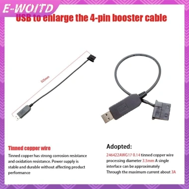 Bộ chuyển đổi USB 4Pin PWM 5V-12V Boost, cáp quạt PC, làm mát hiệu quả 2 Bộ chuyển đổi USB 4Pin PWM 5V-12V Boost, cáp quạt PC, làm mát hiệu quả 2
