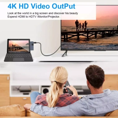 Bộ chuyển đổi USB 6 trong 1 cho Surface Pro – Hub mạng, HDMI 4K, 3 USB 3.0, Đọc thẻ SD/TF – 547k