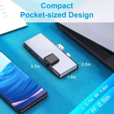 Bộ chuyển đổi USB 6 trong 1 cho Surface Pro – Hub mạng, HDMI 4K, 3 USB 3.0, Đọc thẻ SD/TF – 547k