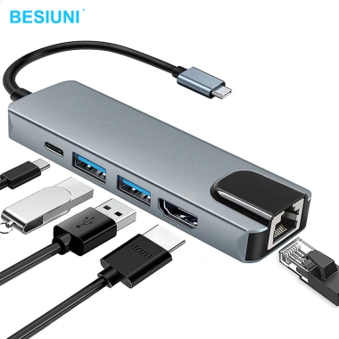 Bộ chuyển đổi USB-C 5 trong 1 Type-C sang HDMI 4K, USB3.0 & RJ45 Ethernet LAN - Giá ưu đãi 79.200 VND 3 Bộ chuyển đổi USB-C 5 trong 1 Type-C sang HDMI 4K, USB3.0 & RJ45 Ethernet LAN - Giá ưu đãi 79.200 VND 3