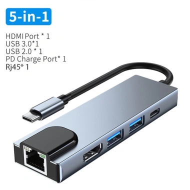 Bộ chuyển đổi USB-C 5 trong 1 Type-C sang HDMI 4K, USB3.0 & RJ45 Ethernet LAN - Giá ưu đãi 79.200 VND 10 Bộ chuyển đổi USB-C 5 trong 1 Type-C sang HDMI 4K, USB3.0 & RJ45 Ethernet LAN - Giá ưu đãi 79.200 VND 10