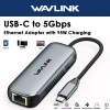 Bộ chuyển đổi USB C sang Ethernet 5Gbps WAVLINK Cổng sạc 95W Không cần driver