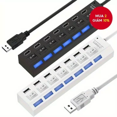 Bộ chuyển đổi USB đa cổng có công tắc tắt nguồn LED, mở rộng cho laptop - Giá ưu đãi