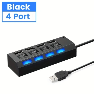Bộ chuyển đổi USB đa cổng có công tắc tắt nguồn LED, mở rộng cho laptop - Giá ưu đãi