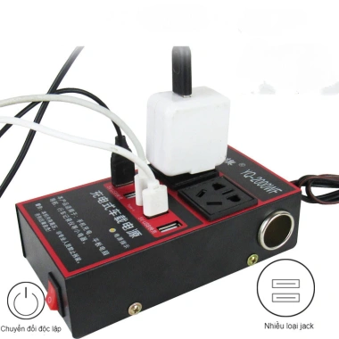 Bộ chuyển đổi USB DC 12V/24V sang AC 110V/220V - Sạc nhanh ô tô, ổ cắm bật lửa