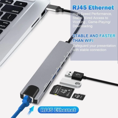 Bộ chuyển đổi USB HUB 8 trong 1 Thunderbolt 3 Type-C: Tốc độ 40Gbps, 4K HDMI, USB-C PD, giảm giá 482.600 VNĐ 6
