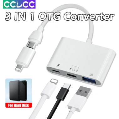 Bộ chuyển đổi USB‑C sang USB 3 trong 1 sạc nhanh cho S24/S23/S22, iPhone 15/14/13 hỗ trợ tai nghe, chuột, ổ cứng