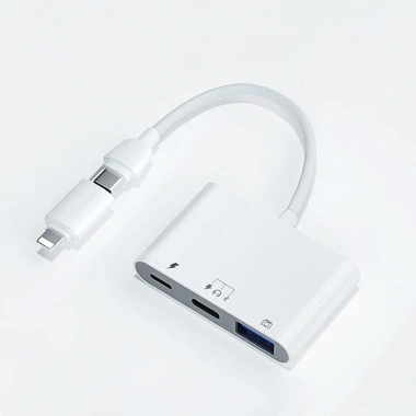 Bộ chuyển đổi USB‑C sang USB 3 trong 1 sạc nhanh cho S24/S23/S22, iPhone 15/14/13 hỗ trợ tai nghe, chuột, ổ cứng