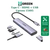 Bộ chuyển Type C Ugreen 15.495 2x USB A 2.0 + 1x USB A 3.0 + HDMI 4K@30Hz + PD 315.000₫