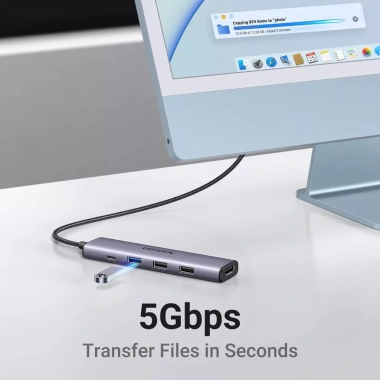 Bộ chuyển Type C Ugreen 15.495 2x USB A 2.0 + 1x USB A 3.0 + HDMI 4K@30Hz + PD 315.000₫