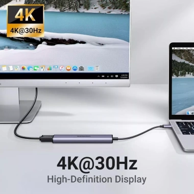 Bộ chuyển Type C Ugreen 15.495 2x USB A 2.0 + 1x USB A 3.0 + HDMI 4K@30Hz + PD 315.000₫