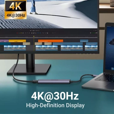 Bộ chuyển Type C Ugreen 15.495 2x USB A 2.0 + 1x USB A 3.0 + HDMI 4K@30Hz + PD 315.000₫