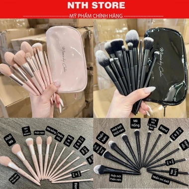 Bộ Cọ Celin 12 Cây Missie Lông Thú Kèm Bao Da Hồng Đen - Chính Hãng Giá Ưu Đãi