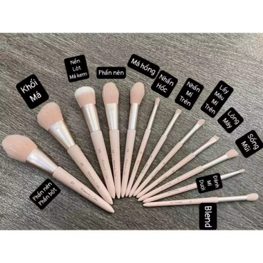 Bộ Cọ Celin 12 Cây Missie Lông Thú Kèm Bao Da Hồng Đen - Chính Hãng Giá Ưu Đãi