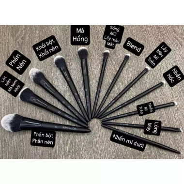 Bộ Cọ Celin 12 Cây Missie Lông Thú Kèm Bao Da Hồng Đen - Chính Hãng Giá Ưu Đãi