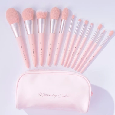 Bộ Cọ Celin 12 Cây Missie Lông Thú Kèm Bao Da Hồng Đen - Chính Hãng Giá Ưu Đãi