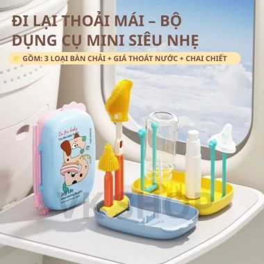 Bộ Cọ Rửa Bình Sữa 6 Món Có Hộp Đựng – Dễ Mang Du Lịch, Vệ Sinh Nhanh, Tiện Lợi