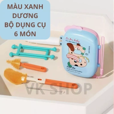 Bộ Cọ Rửa Bình Sữa 6 Món Có Hộp Đựng – Dễ Mang Du Lịch, Vệ Sinh Nhanh, Tiện Lợi