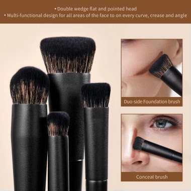 Bộ cọ trang điểm FORESEE POP 14 chiếc + kem nền Kabuki đen, đường viền, kem che khuyết điểm, phấn mắt - Giá chỉ 823.020 VND