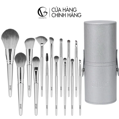 Bộ cọ trang điểm GUVIET 14 cây màu xám bạc kèm bao da, giá ưu đãi 334.410₫