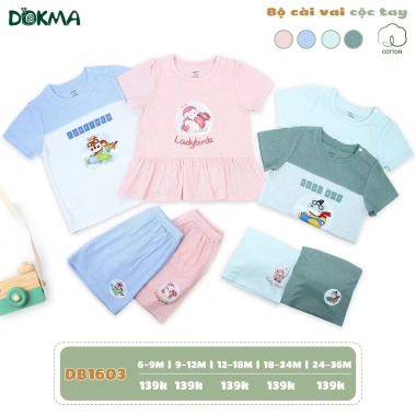 Bộ Cổ Tròn Cộc Tay 8-13kg cho Bé Trai/Gái Dokma Giá ưu đãi 129k