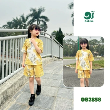 Bộ Cổ Tròn Cộc Tay Bé Gái Dokma 13-25kg 3-7 tuổi - Giá giảm 165k