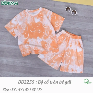 Bộ Cổ Tròn Cộc Tay Bé Gái Dokma 13-25kg 3-7 tuổi - Giá giảm 165k