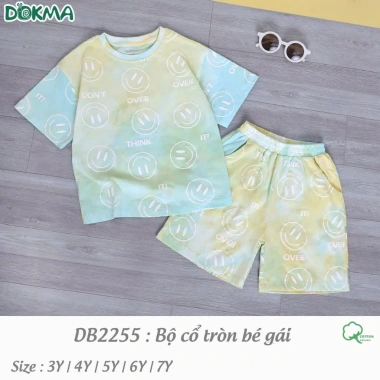 Bộ Cổ Tròn Cộc Tay Bé Gái Dokma 13-25kg 3-7 tuổi - Giá giảm 165k