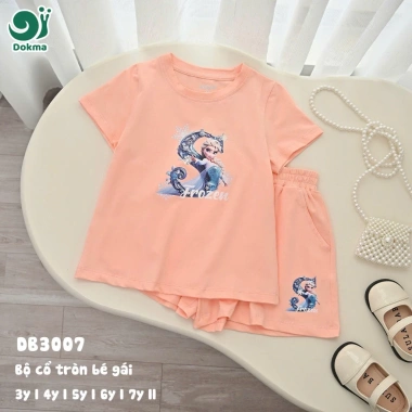 Bộ Cổ Tròn Cộc Tay Bé Gái Dokma 13-25kg 3-7 tuổi - Giá giảm 165k