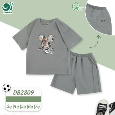 Bộ Cổ Tròn Cộc Tay Dokma DB2.809/DB2.830 cho bé 3-7 tuổi 13-25kg Giá ưu đãi 239k