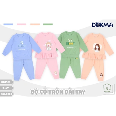 Bộ Cổ Tròn Dài Tay Bo Ống Dáng Thể Thao Dokma DB1.581 cho Bé 11-21kg - 189k Bộ Cổ Tròn Dài Tay Bo Ống Dáng Thể Thao Dokma DB1.581 cho Bé 11-21kg - 189k