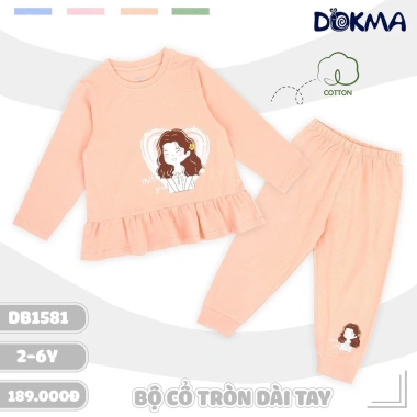 Bộ Cổ Tròn Dài Tay Bo Ống Dáng Thể Thao Dokma DB1.581 cho Bé 11-21kg - 189k