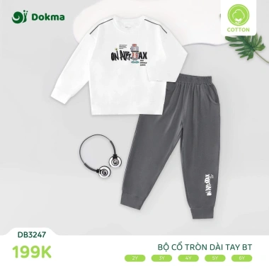 Bộ cổ tròn dài tay cotton bé trai 11-21kg Dokma DB1.413 DB2.426 DB2.428 giảm giá 199k 2