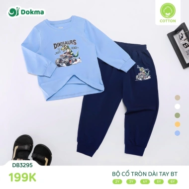 Bộ cổ tròn dài tay cotton bé trai 11-21kg Dokma DB1.413 DB2.426 DB2.428 giảm giá 199k 4