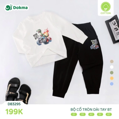 Bộ cổ tròn dài tay cotton bé trai 11-21kg Dokma DB1.413 DB2.426 DB2.428 giảm giá 199k 6
