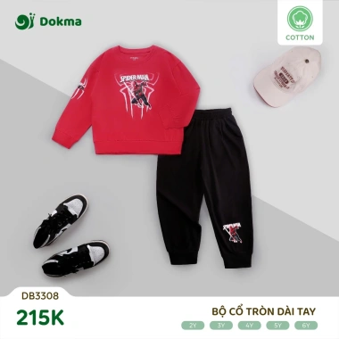 Bộ cổ tròn dài tay cotton bé trai 11-21kg Dokma DB1.413 DB2.426 DB2.428 giảm giá 199k 9