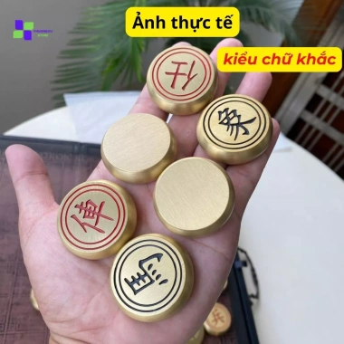 Bộ cờ tướng đồng vàng nguyên khối - Hộp da cao cấp, giá ưu đãi 3,699,000₫