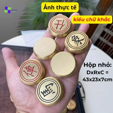 Bộ cờ tướng đồng vàng nguyên khối - Hộp da cao cấp, giá ưu đãi 3,699,000₫