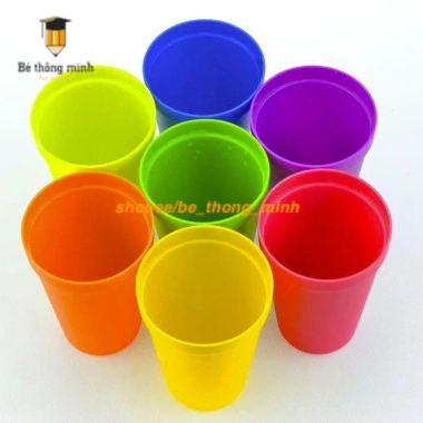 Bộ cốc bát nhựa 6 màu cho bé - rèn vận động tinh, phân biệt màu, chỉ 7.000₫