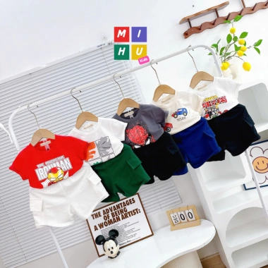 Bộ cộc bé trai áo cotton cao cấp kết hợp quần túi hộp da cá, giá chỉ 90.000 đồng 3